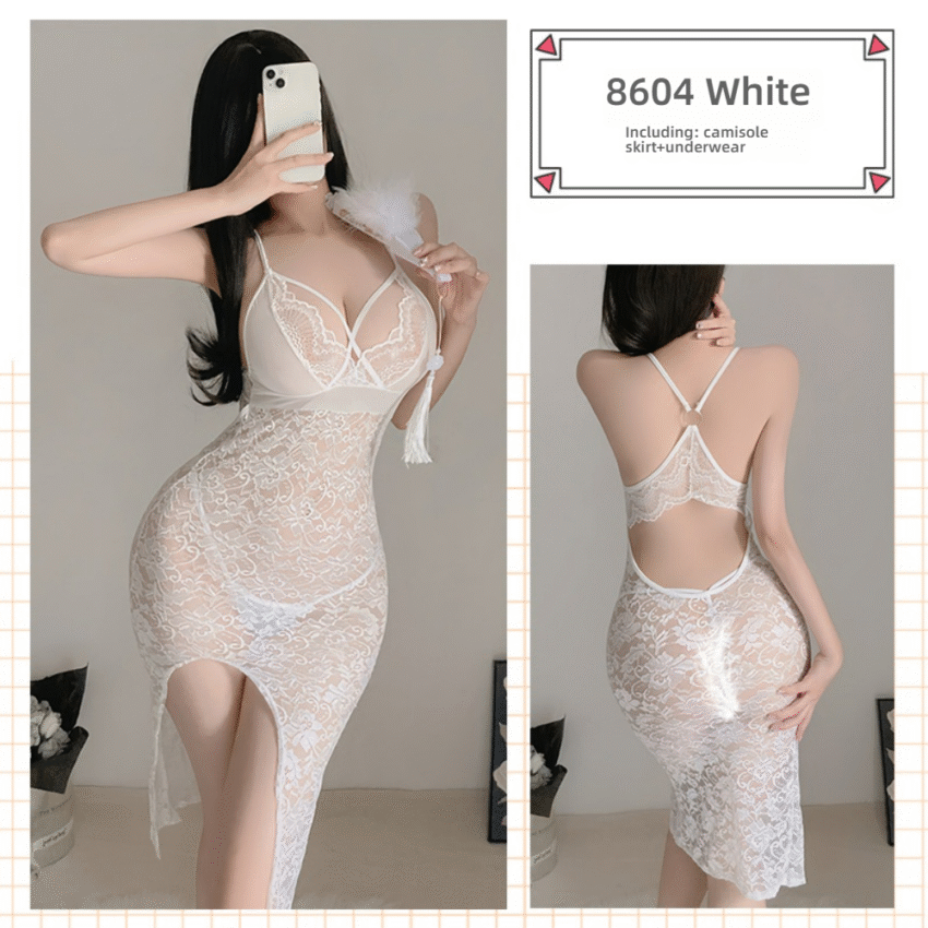 Sexy Lace Teddy Bodysuit - Sheer Mesh Lingerie with Open Crotch - Image 11