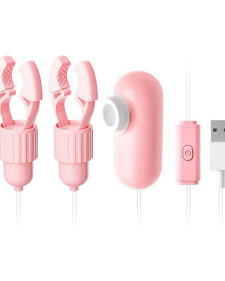 Pink Jade Rabbit Nipple Clamp Sucking Tongue Licking Multi-frequency Vibrating Toy