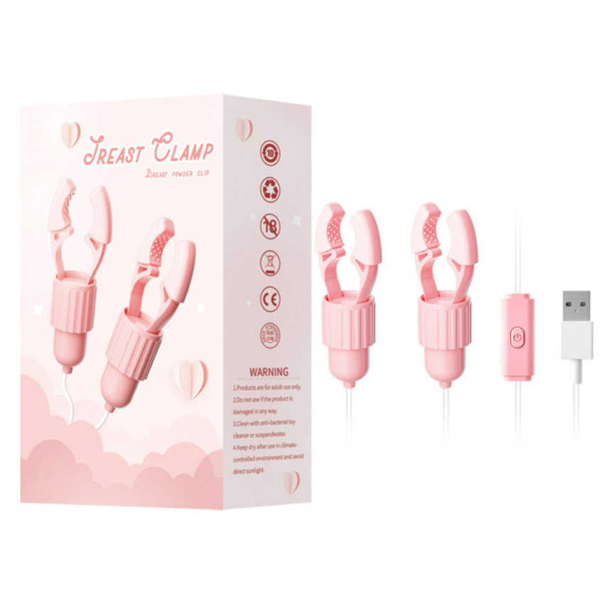 Pink Jade Rabbit Nipple Clamp Sucking Tongue Licking Multi-frequency Vibrating Toy - Image 3