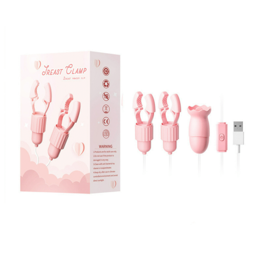 Pink Jade Rabbit Nipple Clamp Sucking Tongue Licking Multi-frequency Vibrating Toy - Image 5